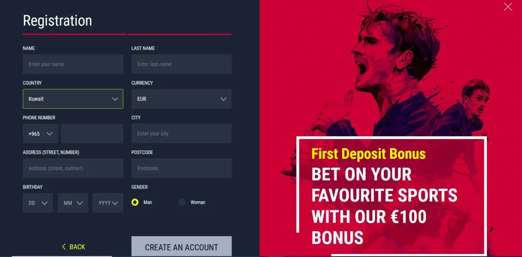 Create a Rabona account and deposit